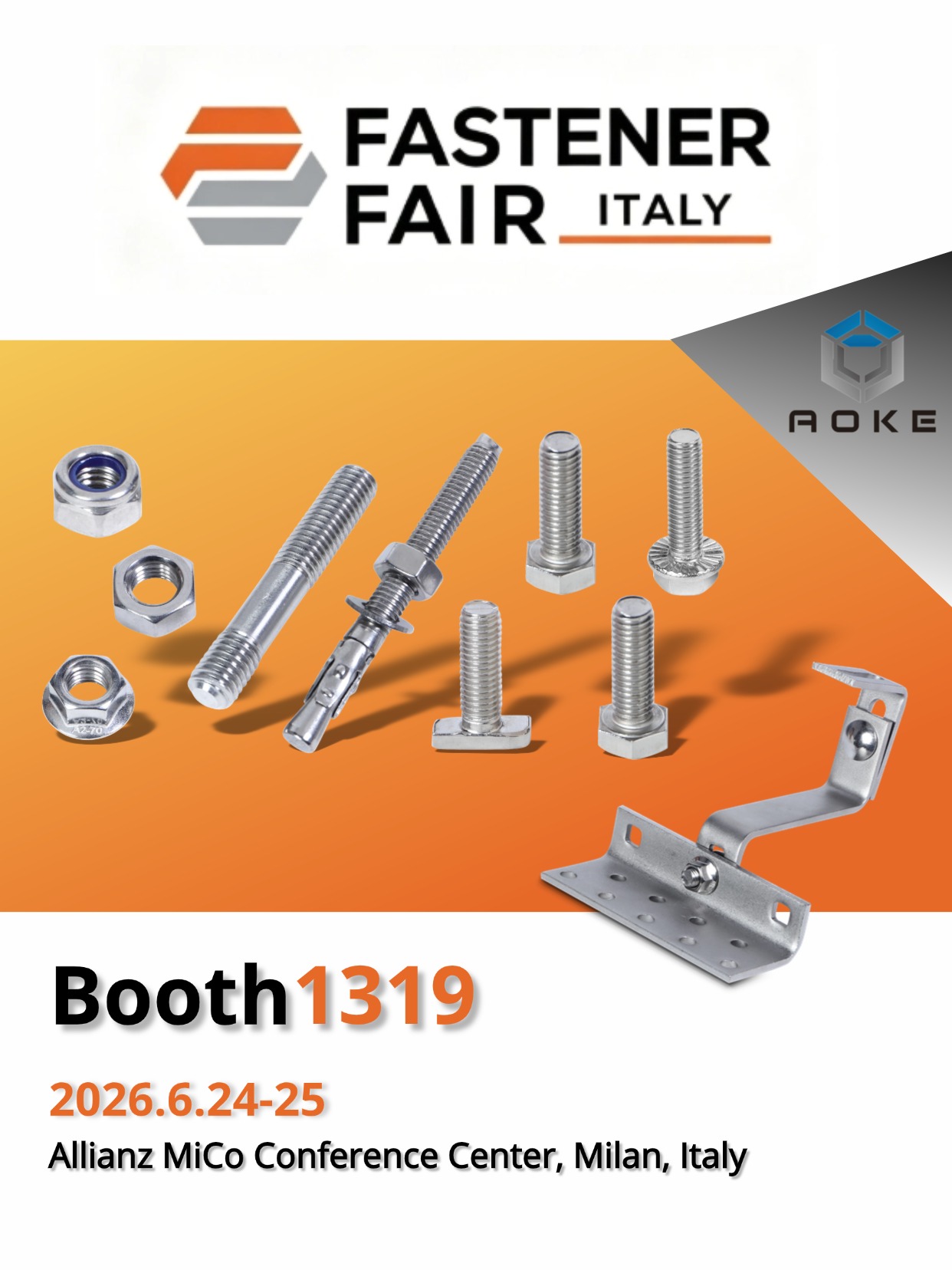 พบกับ Jiaxing AOKE ที่งาน Fastener Fair ประเทศอิตาลี 2026